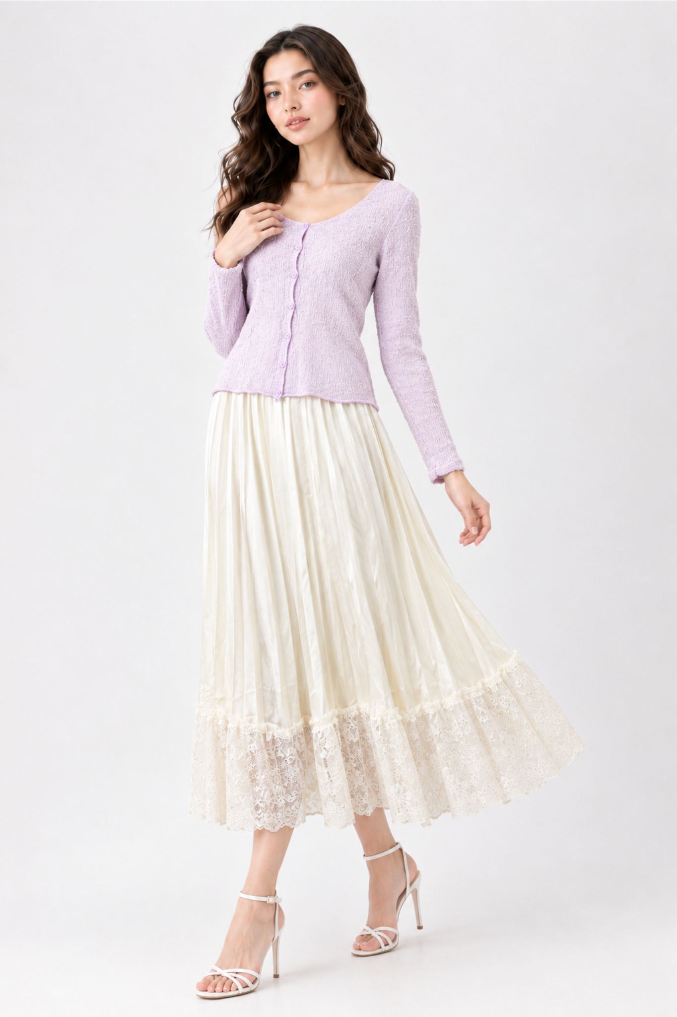 SOMERSET BAY - Bouclé Knit Cardigan with Scoop Neckline