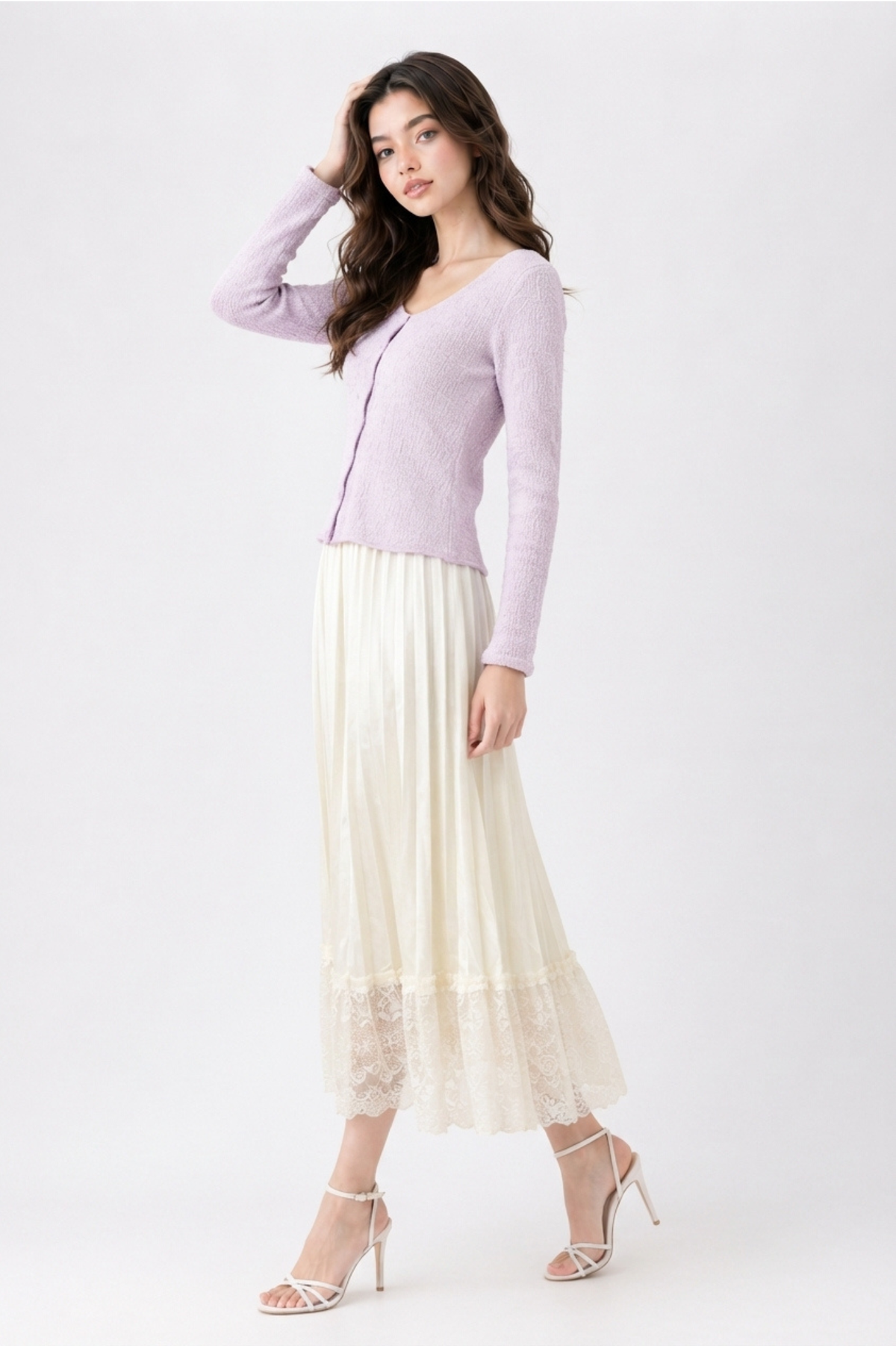 SOMERSET BAY - Bouclé Knit Cardigan with Scoop Neckline