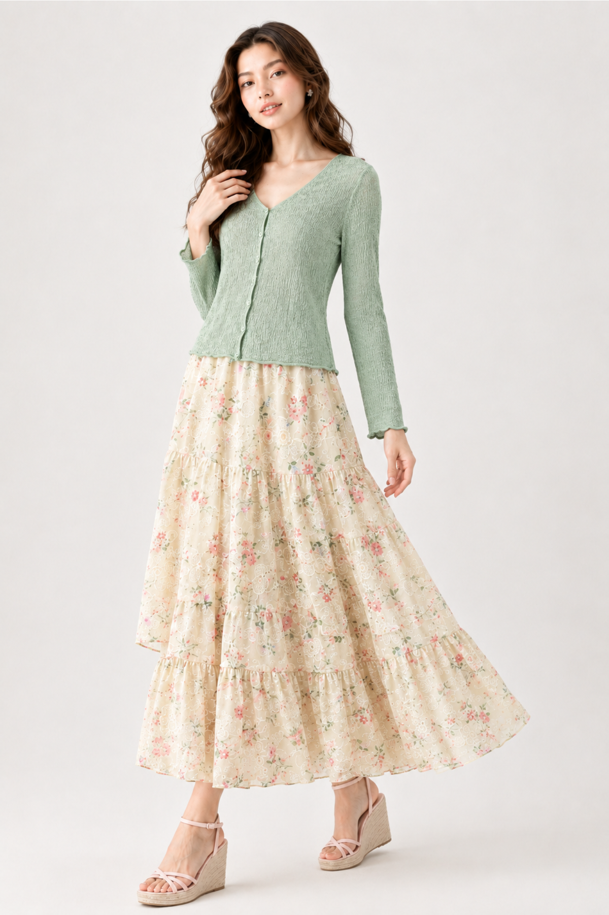 SOMERSET BAY - Bouclé Knit Cardigan with Scoop Neckline