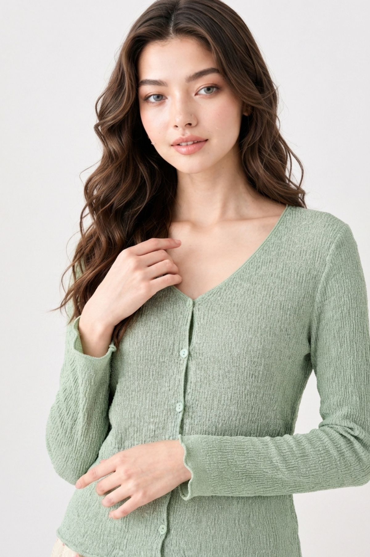 SOMERSET BAY - Bouclé Knit Cardigan with Scoop Neckline