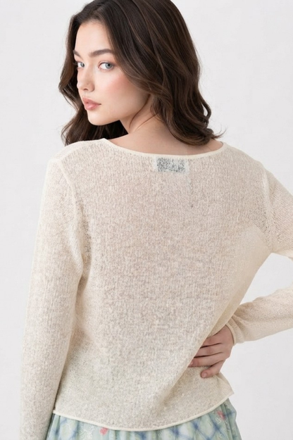 SOMERSET BAY - Bouclé Knit Cardigan with Scoop Neckline