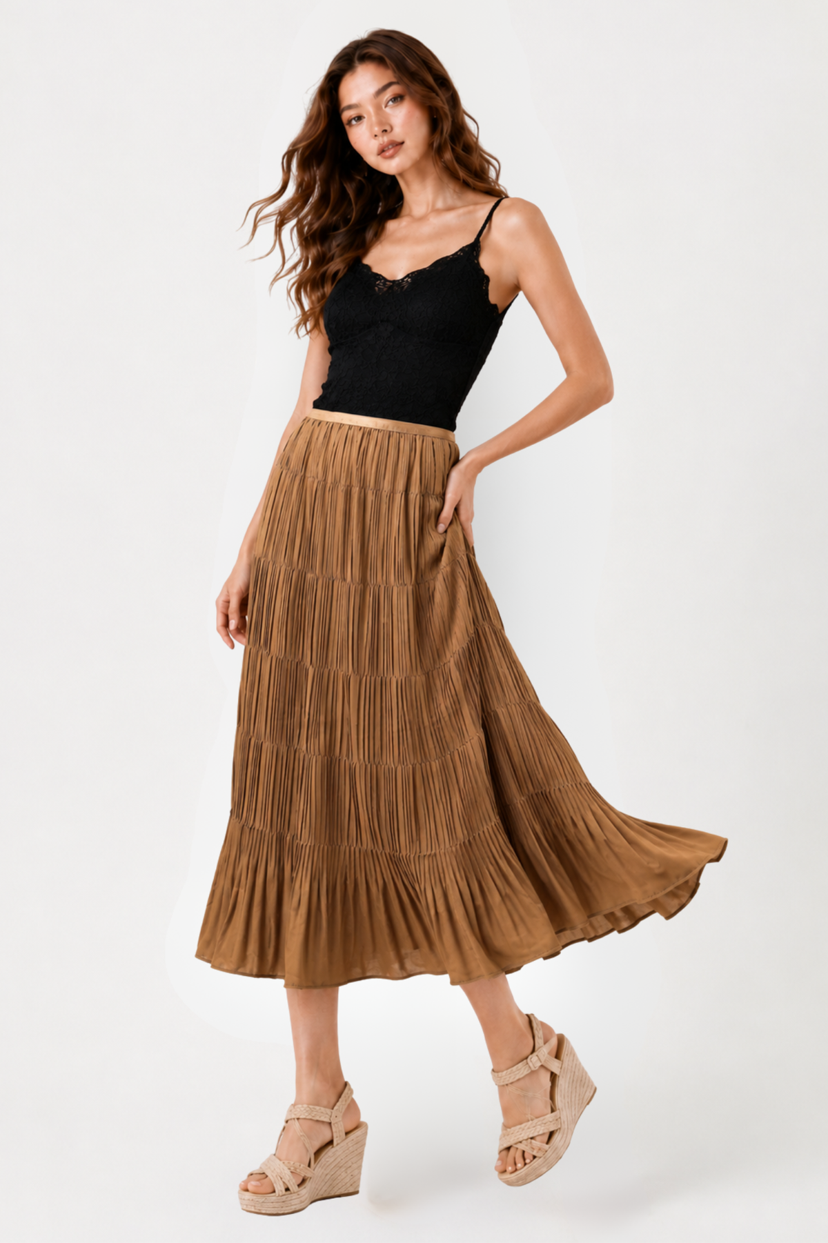 SOMERSET BAY - PLEATED SKIRT (ELASTIC WAIST)
