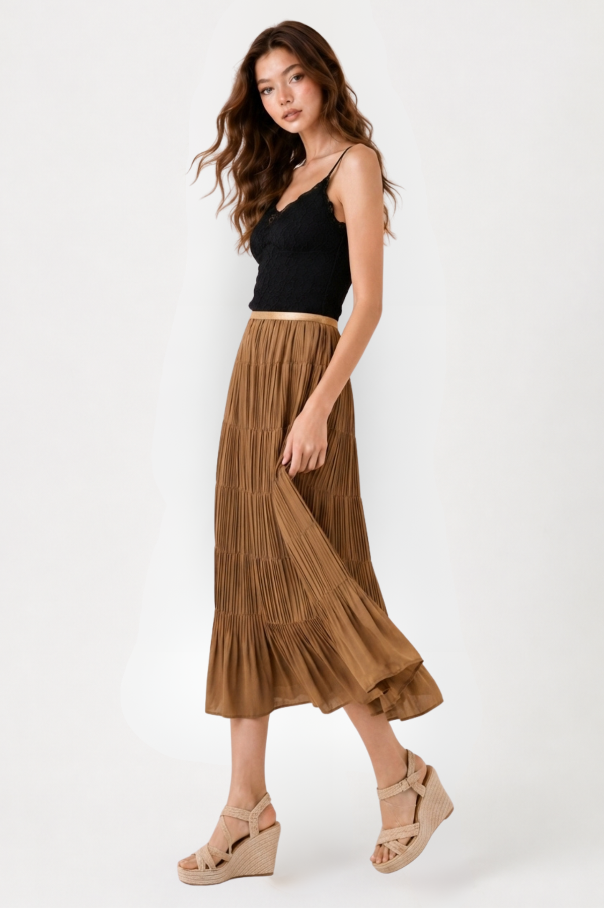 SOMERSET BAY - PLEATED SKIRT (ELASTIC WAIST)