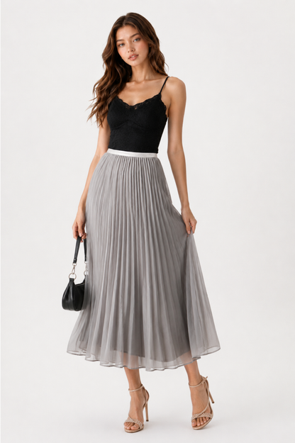 SOMERSET BAY - PLEATED SKIRT (ELASTIC WAIST)