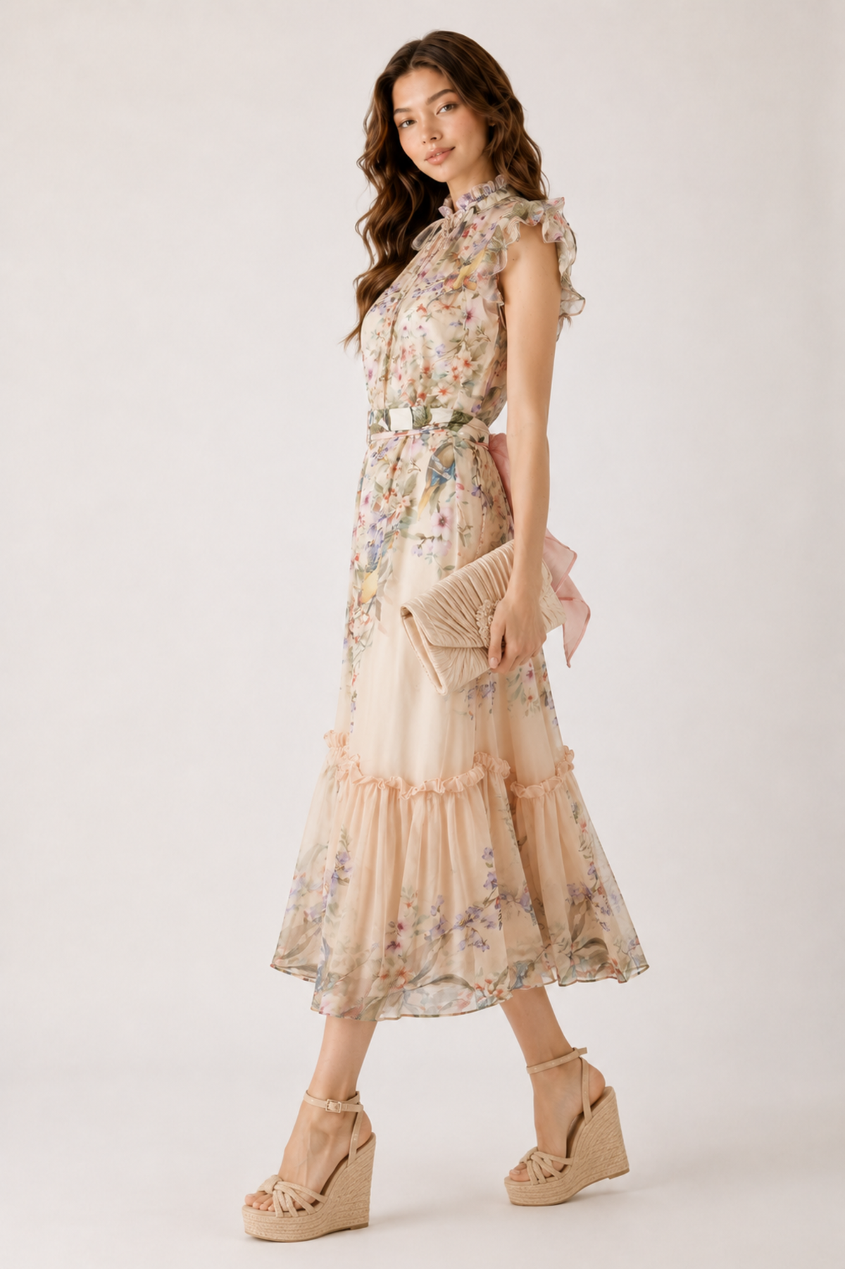 Floral Print Ruffle Maxi Dress
