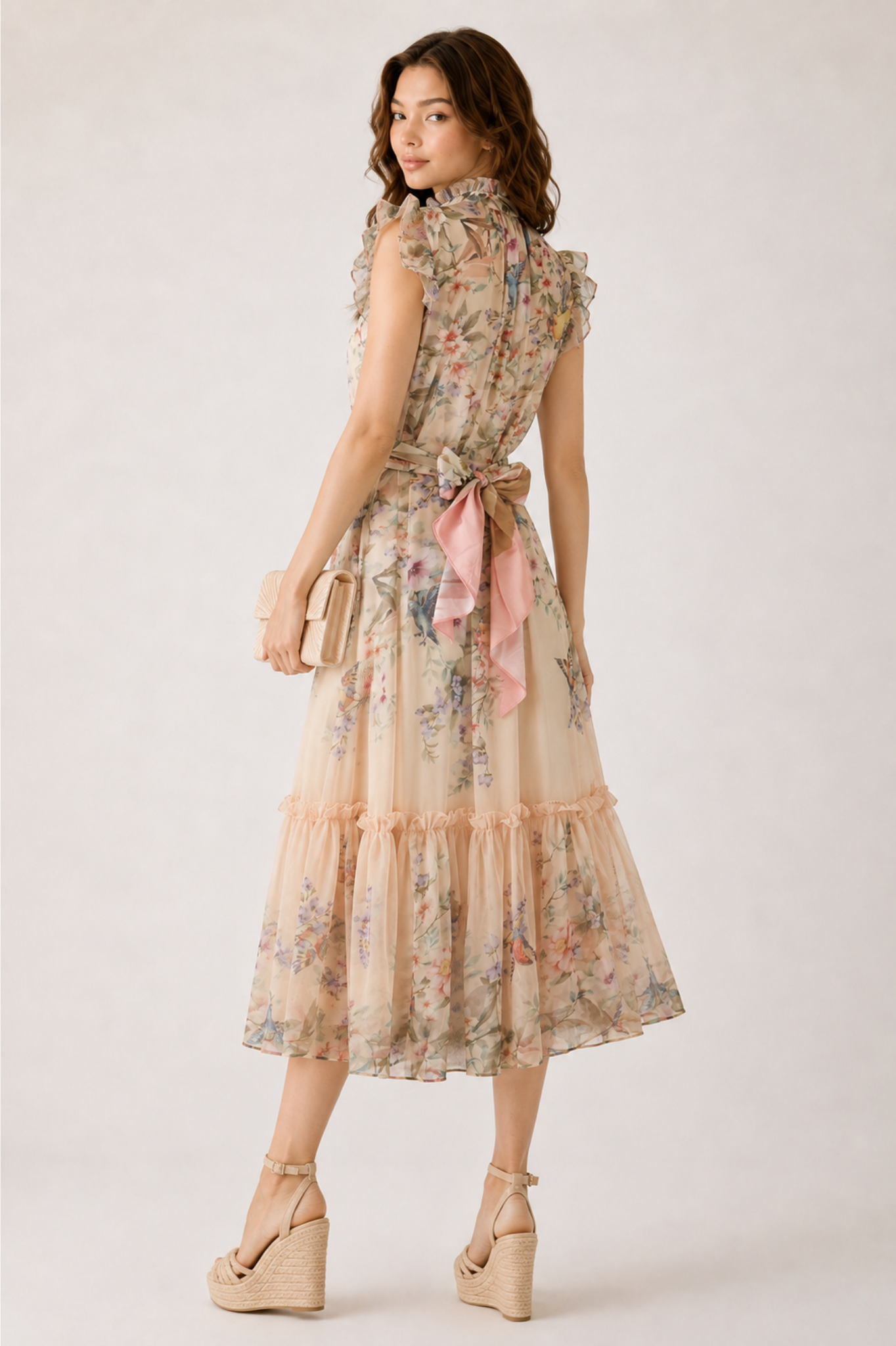 Floral Print Ruffle Maxi Dress