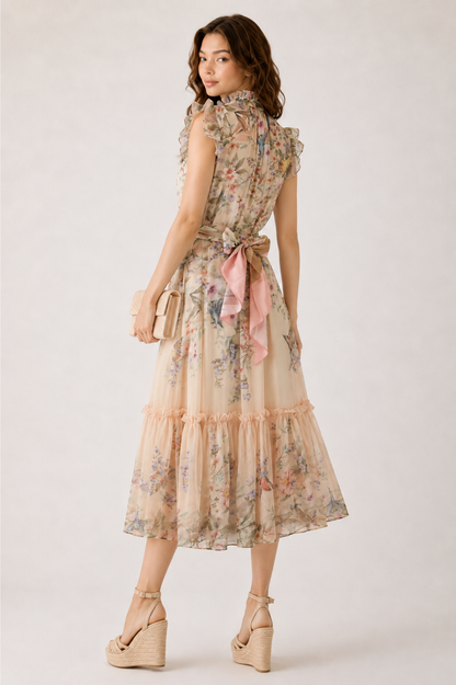 Floral Print Ruffle Maxi Dress