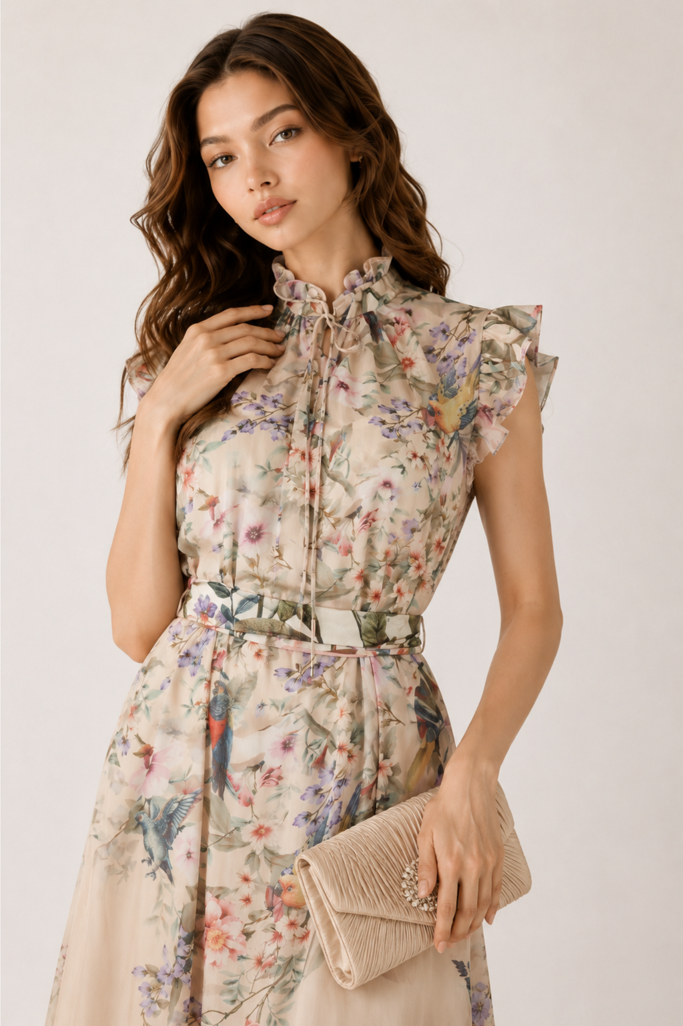 Floral Print Ruffle Maxi Dress