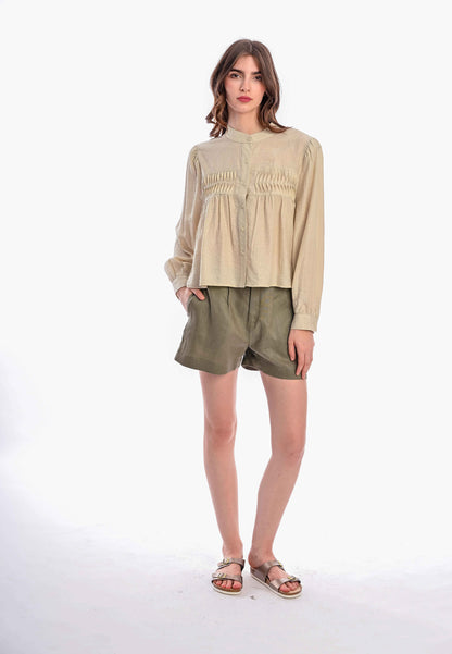 Somerset Bay - MAUREEN Long Sleeve Blouse with Pleated Details