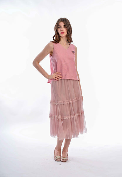 Somerset Bay - CHARLOTTE V NECK SLEEVE LESS LINEN BLOUSE