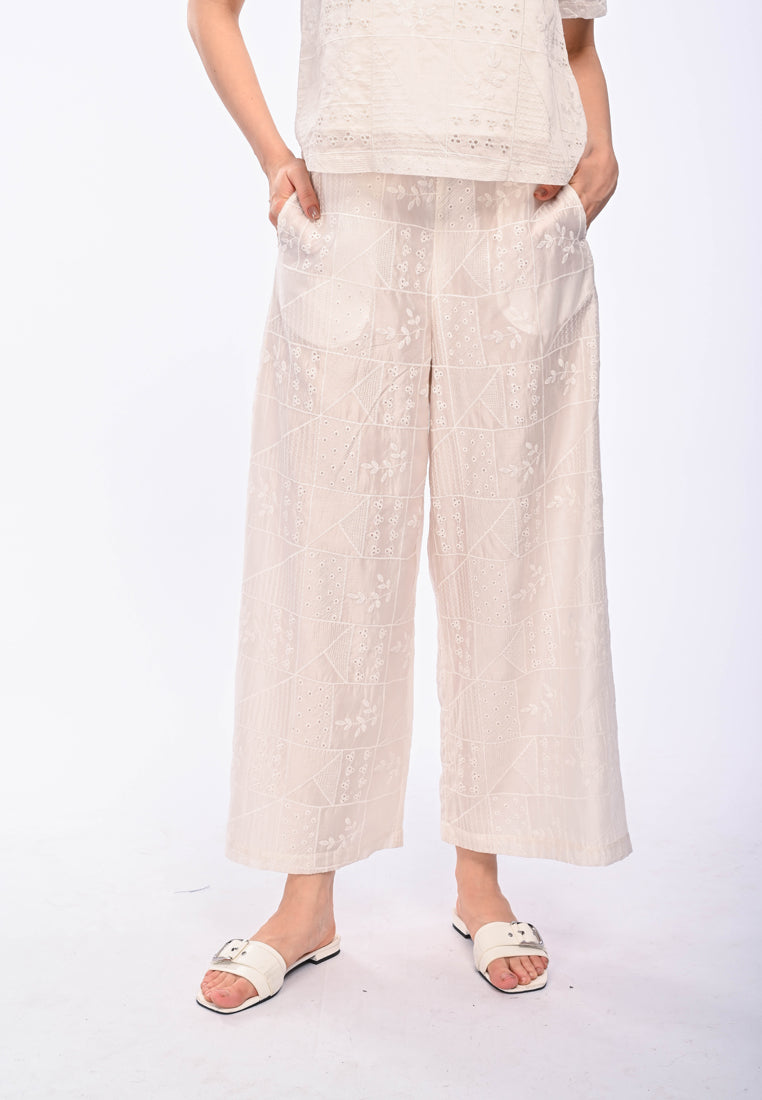 SHILOH - Schiffli flare long pants
