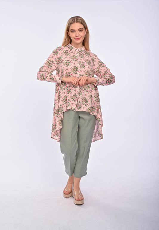 JULIANNA - Long Sleeve printed rayon blouse