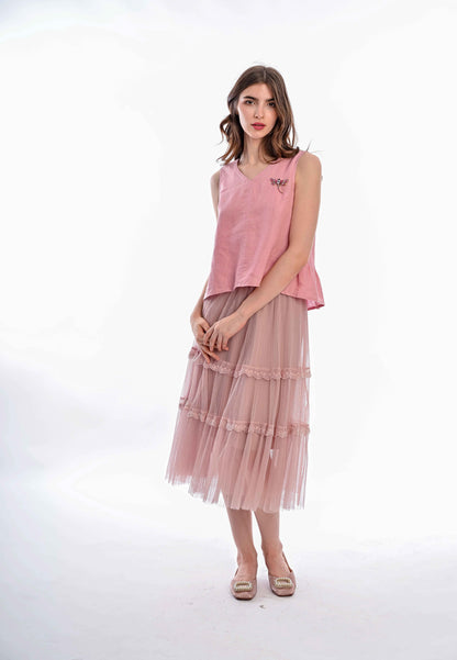 Somerset Bay - CHARLOTTE V NECK SLEEVE LESS LINEN BLOUSE