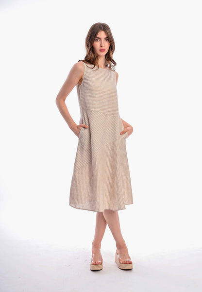 CAPE COD - ALANA LINEN STRIPE DRESS MIDI