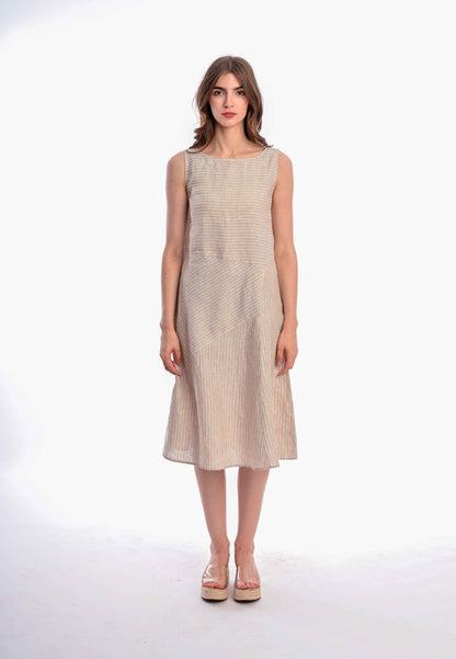 CAPE COD - ALANA LINEN STRIPE DRESS MIDI