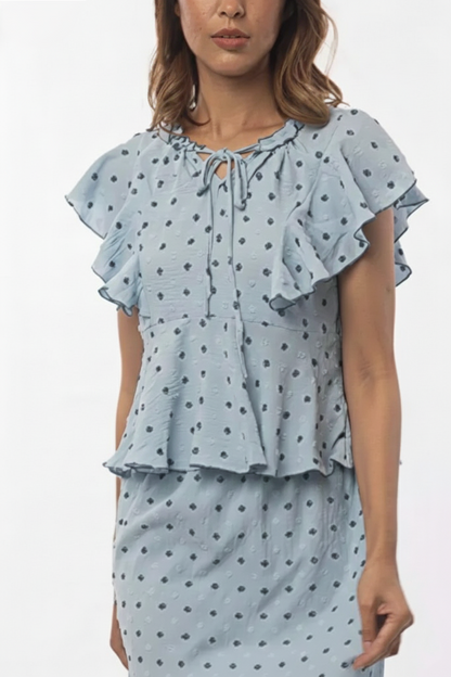 East India Company - Anisa Embroidered Flounced Sleeveless Blouse