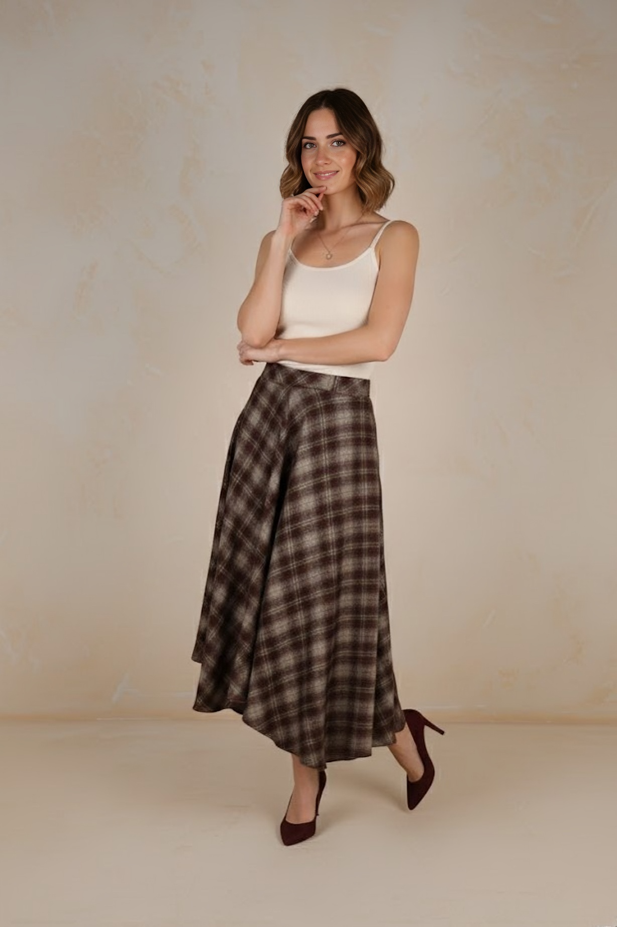 East India Company - Alma Checkered Long Skirt