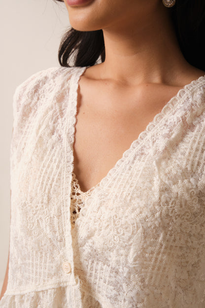East India Company - Embroidered Lace Vest Women