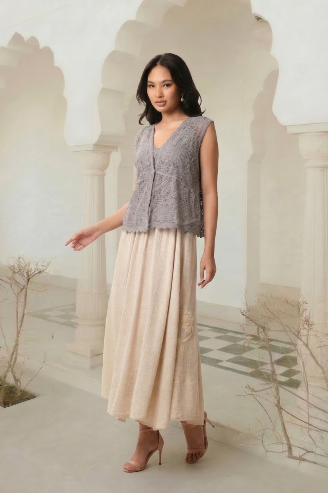 East India Company - Embroidered Lace Vest Women