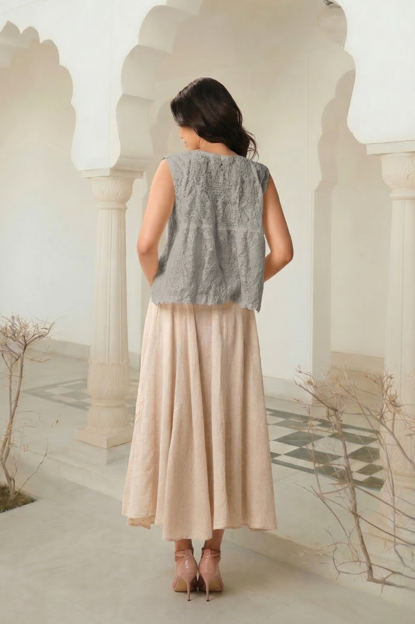 East India Company - Embroidered Lace Vest Women