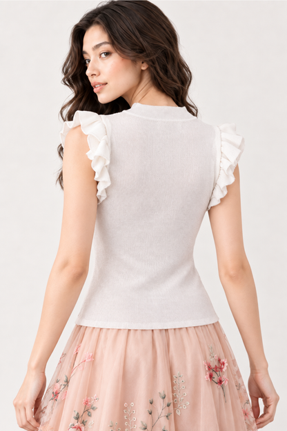 SOMERSET BAY - Ruffle-Sleeve Knit Top