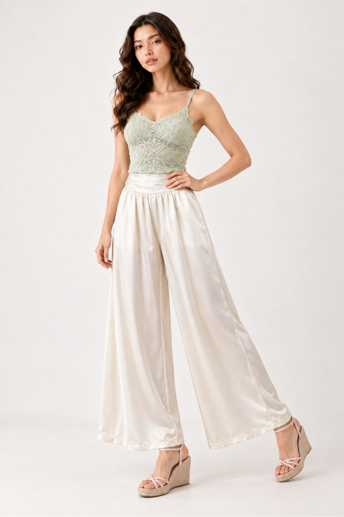 SOMERSET BAY - Wide-Leg Satin Culottes Pants