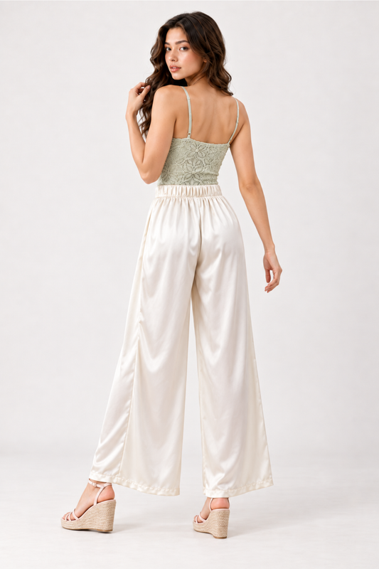 SOMERSET BAY - Wide-Leg Satin Culottes Pants