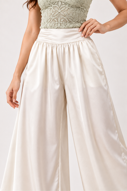 SOMERSET BAY - Wide-Leg Satin Culottes Pants