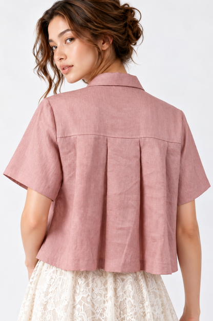 SOMERSET BAY - Jewel-Button Pleated Boxy Top