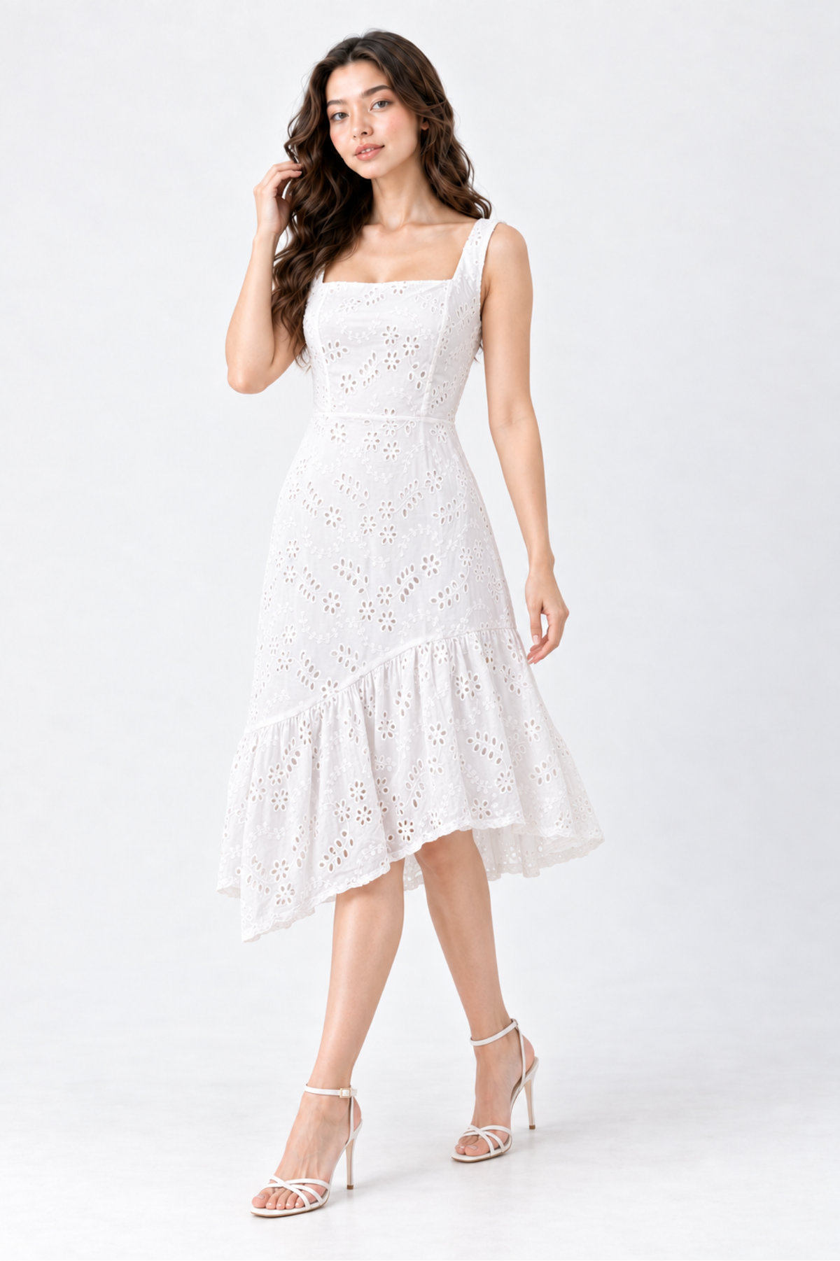 SOMERSET BAY - White Eyelet Lace Midi Dress
