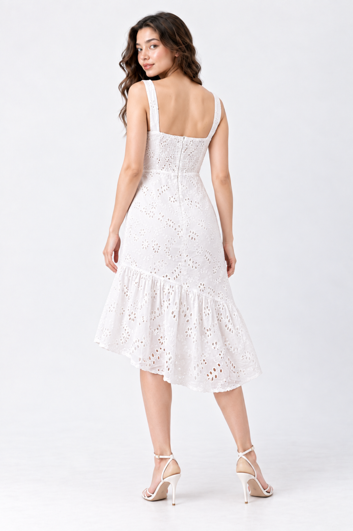 SOMERSET BAY - White Eyelet Lace Midi Dress