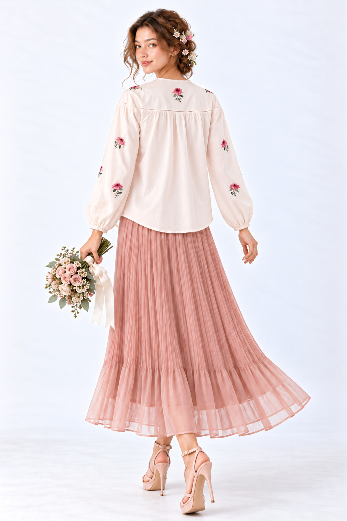 SOMERSET BAY - Rose Embroidered Peasant Blouse