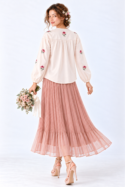 SOMERSET BAY - Rose Embroidered Peasant Blouse