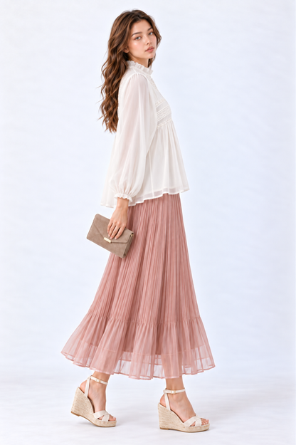 SOMERSET BAY - Ruffle-Neck Babydoll Embroidered Blouse