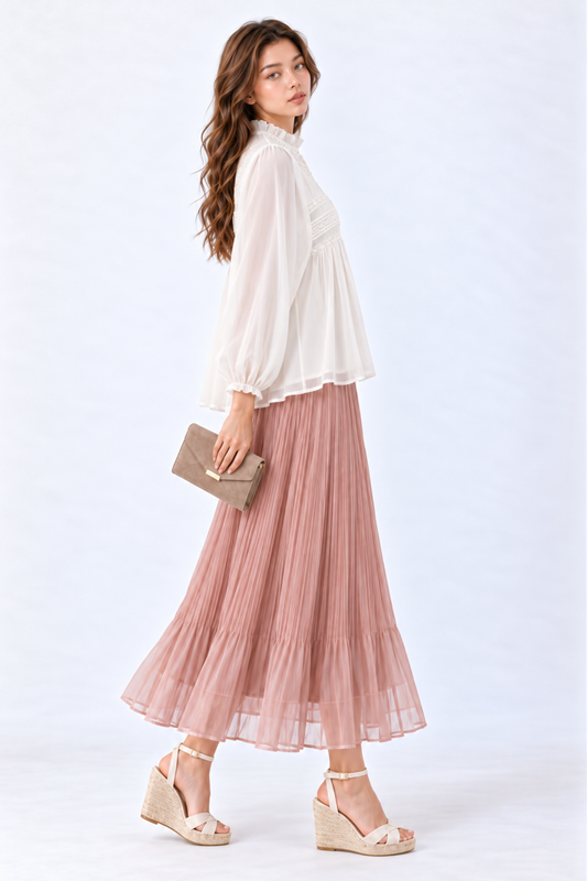 SOMERSET BAY - Ruffle-Neck Babydoll Embroidered Blouse