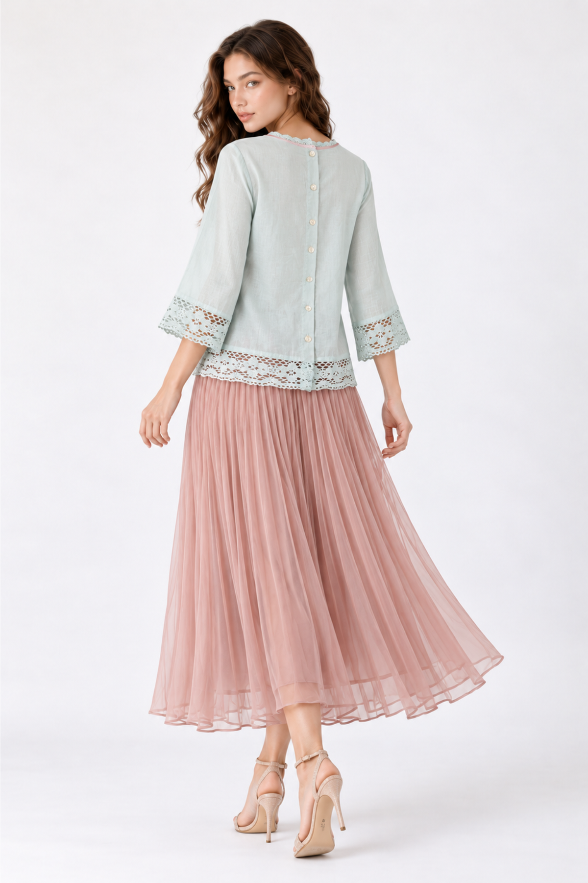 SOMERSET BAY - Crochet-Trim Panelled Lace Blouse
