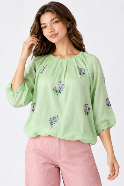 SOMERSET BAY - Floral Embroidered Blouson Top