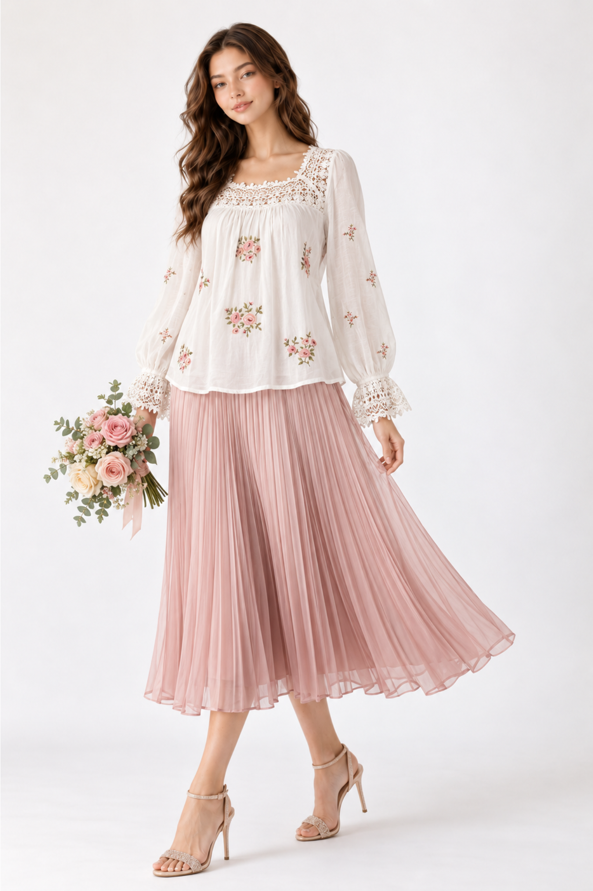 SOMERSET BAY - Floral Embroidered Peasant Blouse