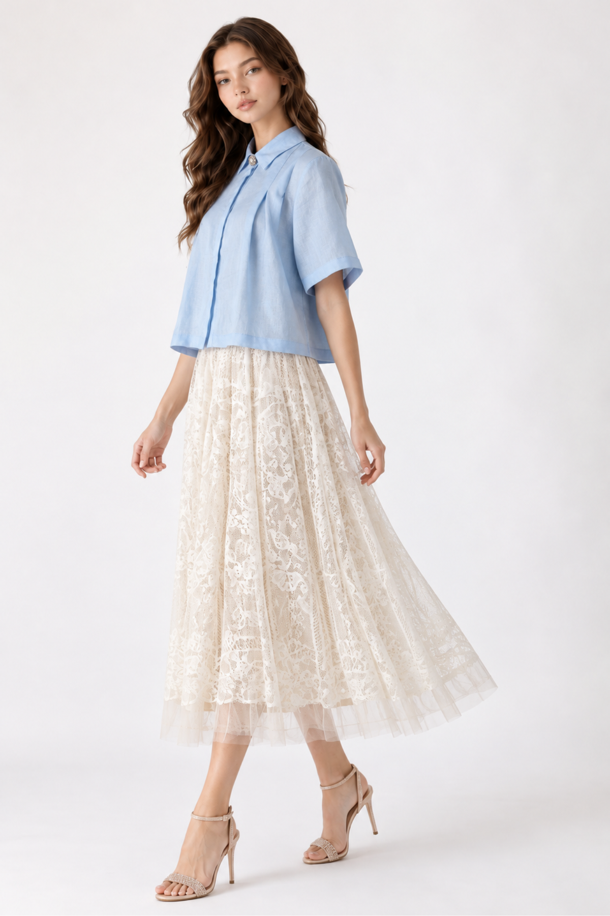 SOMERSET BAY - Jewel-Button Pleated Boxy Top