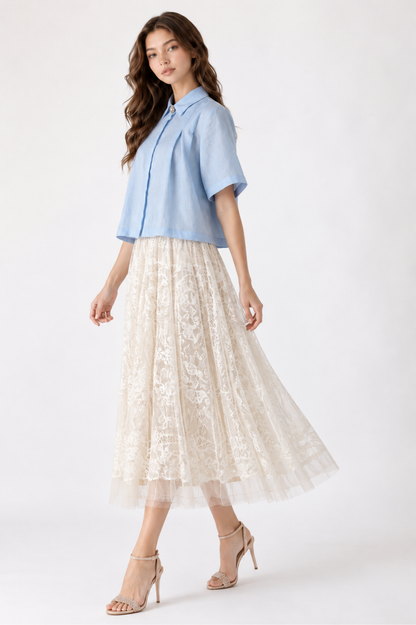 SOMERSET BAY - Jewel-Button Pleated Boxy Top