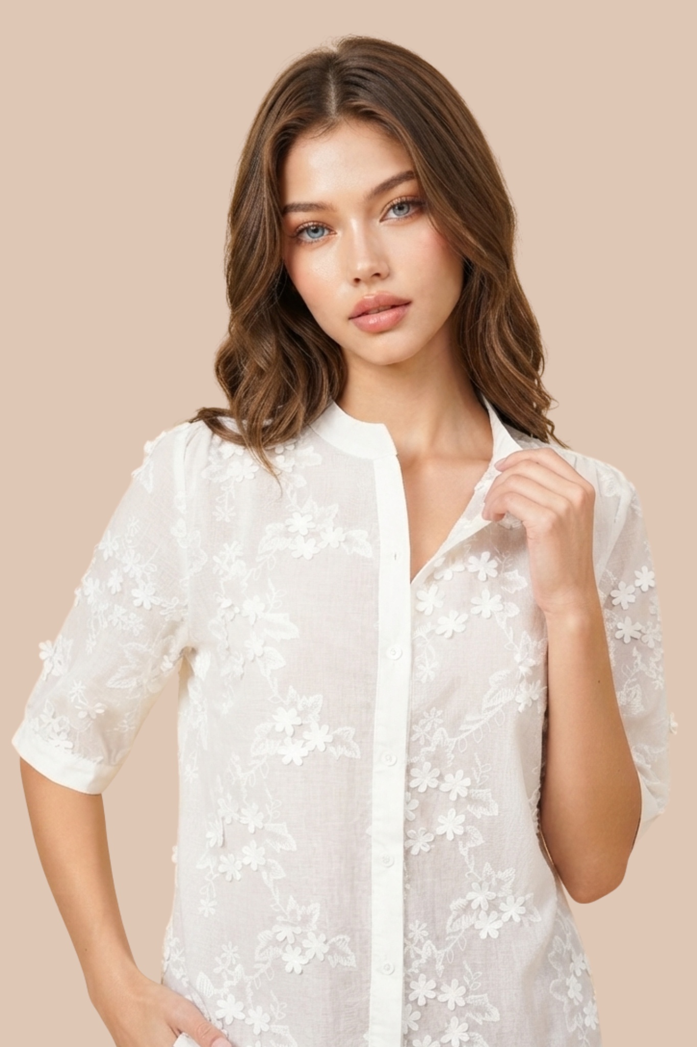 SOMERSET BAY - LONG SLEEVE EMBROIDERED BLOUSE