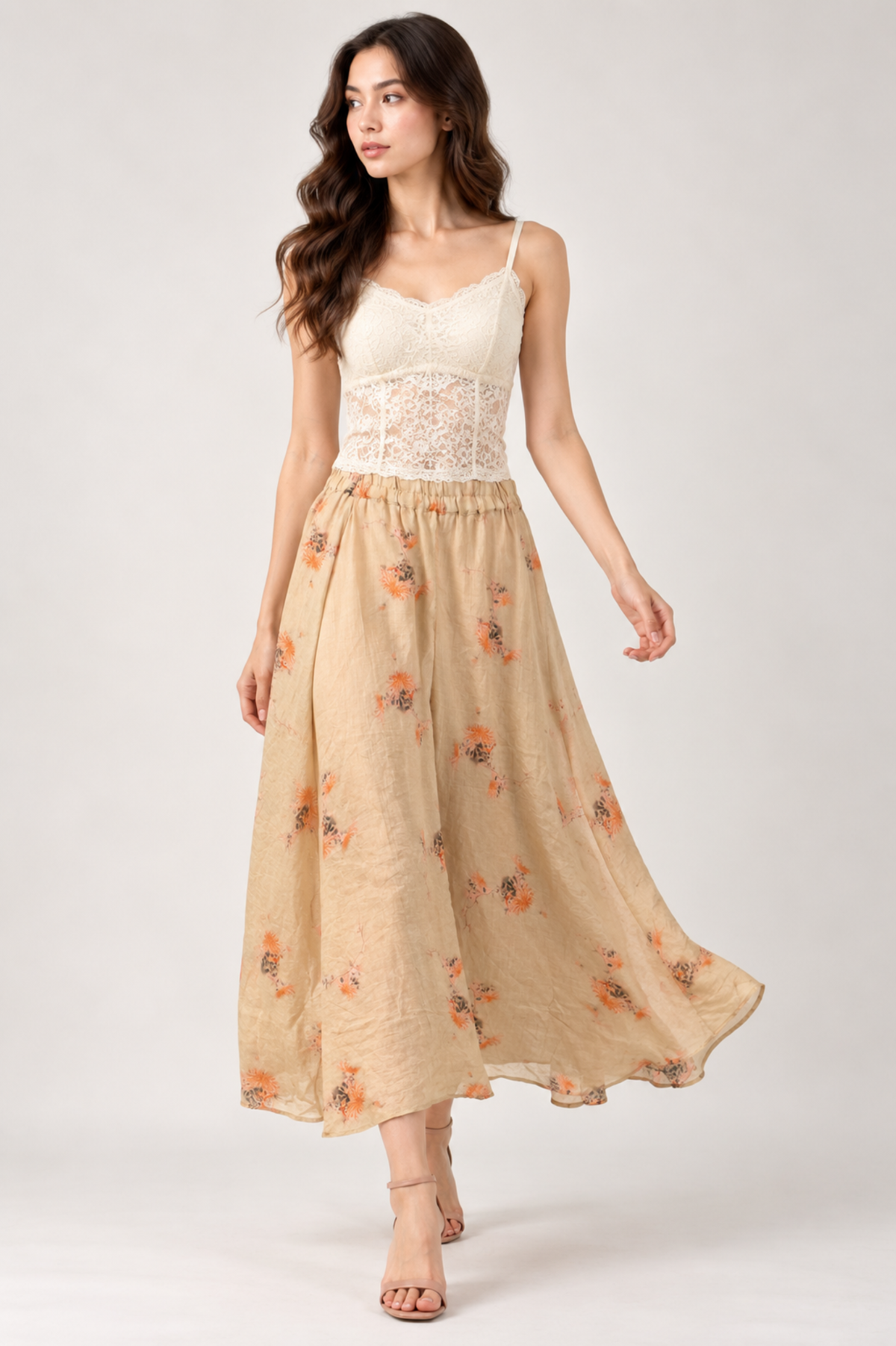 SOMERSET BAY - Floral Linen Flowy Maxi Skirt