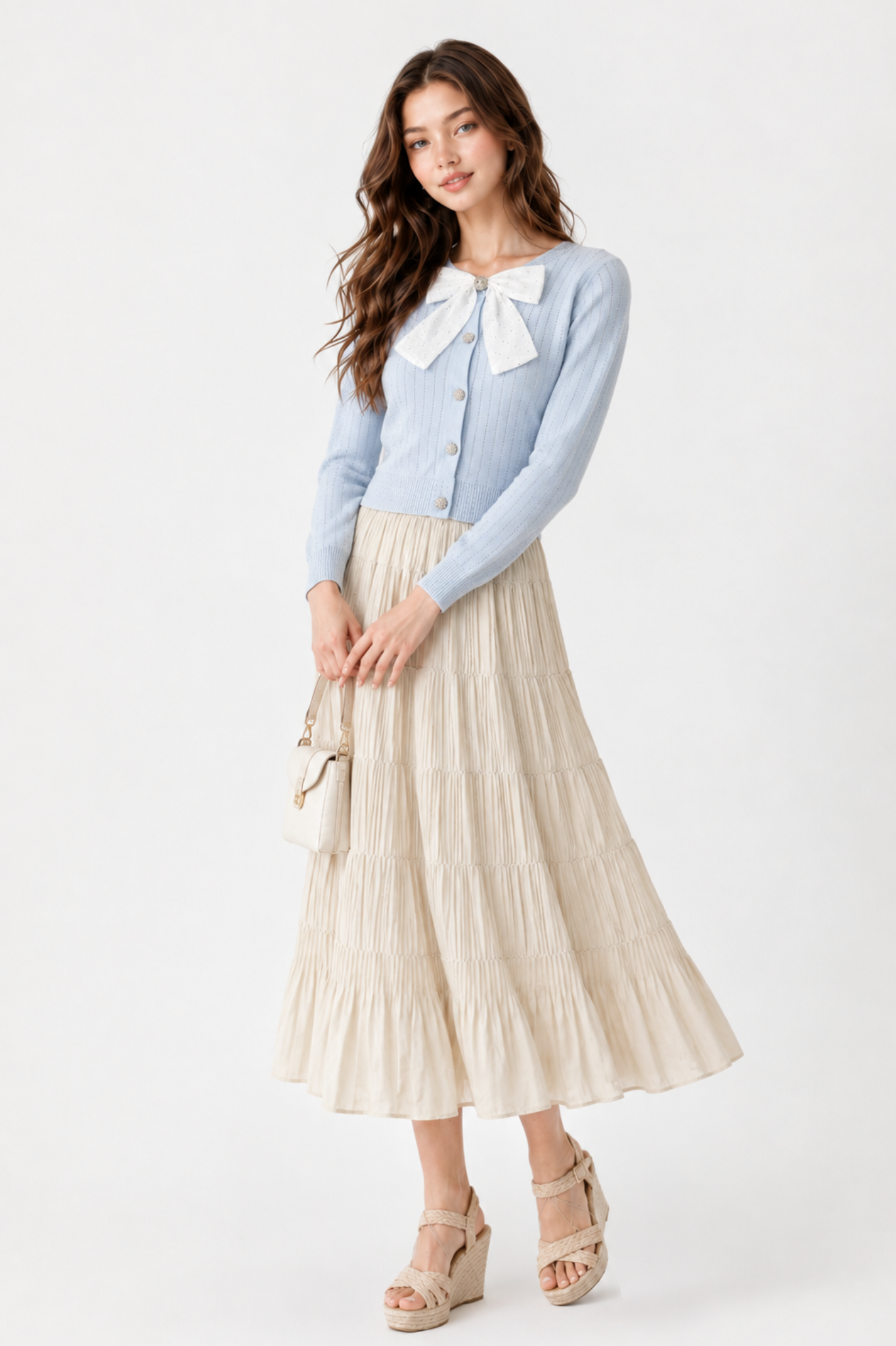 SOMERSET BAY - Pointelle Bow Cardigan