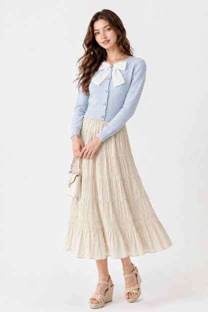 SOMERSET BAY - Pointelle Bow Cardigan