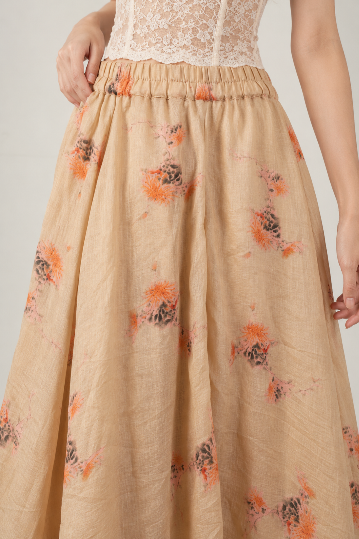 SOMERSET BAY - Floral Linen Flowy Maxi Skirt
