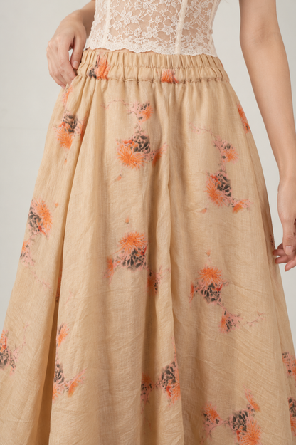 SOMERSET BAY - Floral Linen Flowy Maxi Skirt