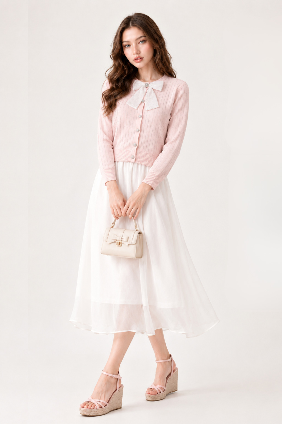 SOMERSET BAY - Pointelle Bow Cardigan