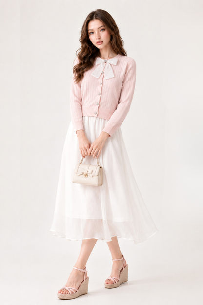 SOMERSET BAY - Pointelle Bow Cardigan
