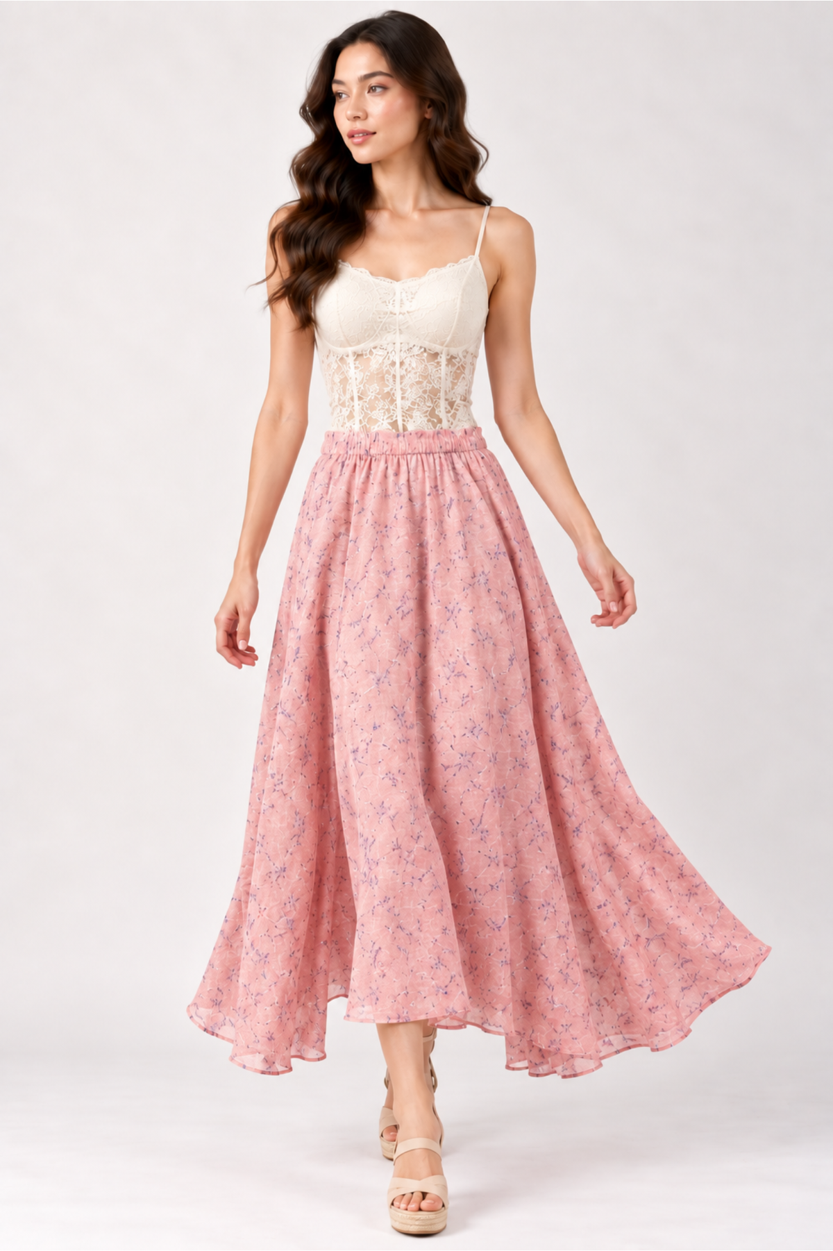 SOMERSET BAY - Floral Linen Flowy Maxi Skirt