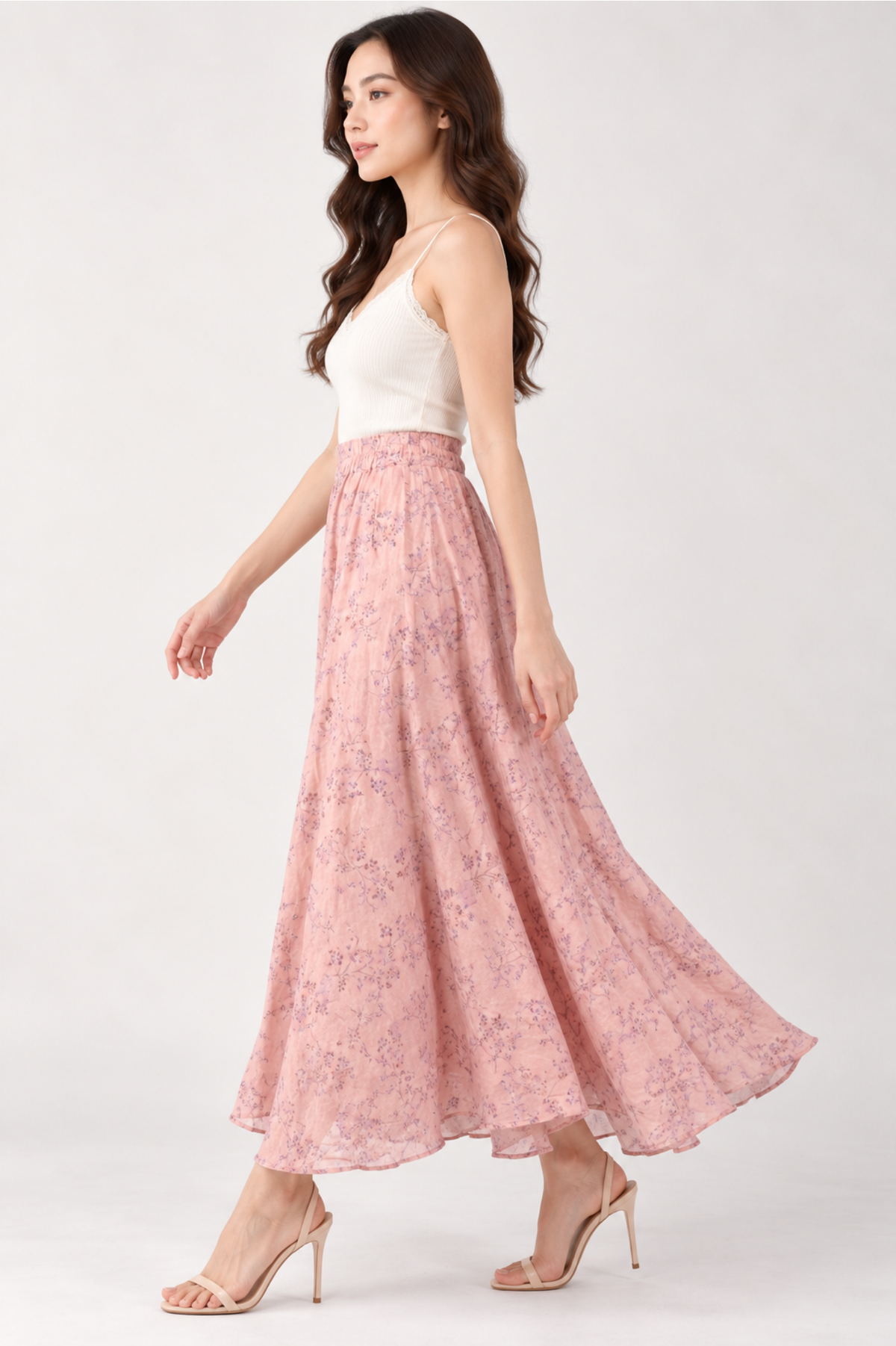 SOMERSET BAY - Floral Linen Flowy Maxi Skirt